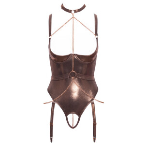 Luxuriöser Straps-Body ouvert von Abierta Fina - Gold