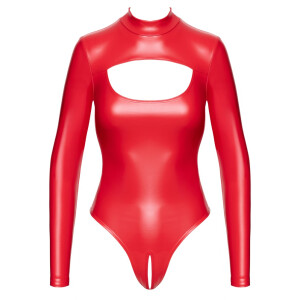 Langarm-Body von Noir im Knallroten Powerwetlook
