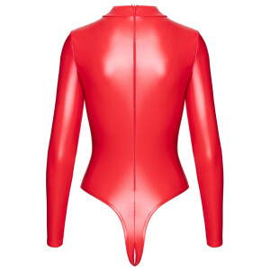 Langarm-Body von Noir im Knallroten Powerwetlook