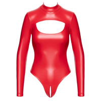 Langarm-Body von Noir im Knallroten Powerwetlook