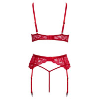 Straps-Set X-Mas von Cottelli LINGERIE BH + Strapsgürtel+ String - ROT