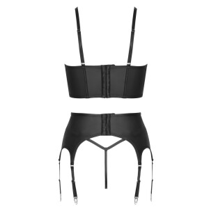 Schwarzes Straps-Set von Cottelli PARTY mit Corsagen-Top+Strapsgürtel+String