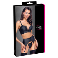 Schwarzes Straps-Set von Cottelli PARTY mit Corsagen-Top+Strapsgürtel+String