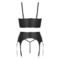 Schwarzes Straps-Set von Cottelli PARTY mit Corsagen-Top+Strapsgürtel+String