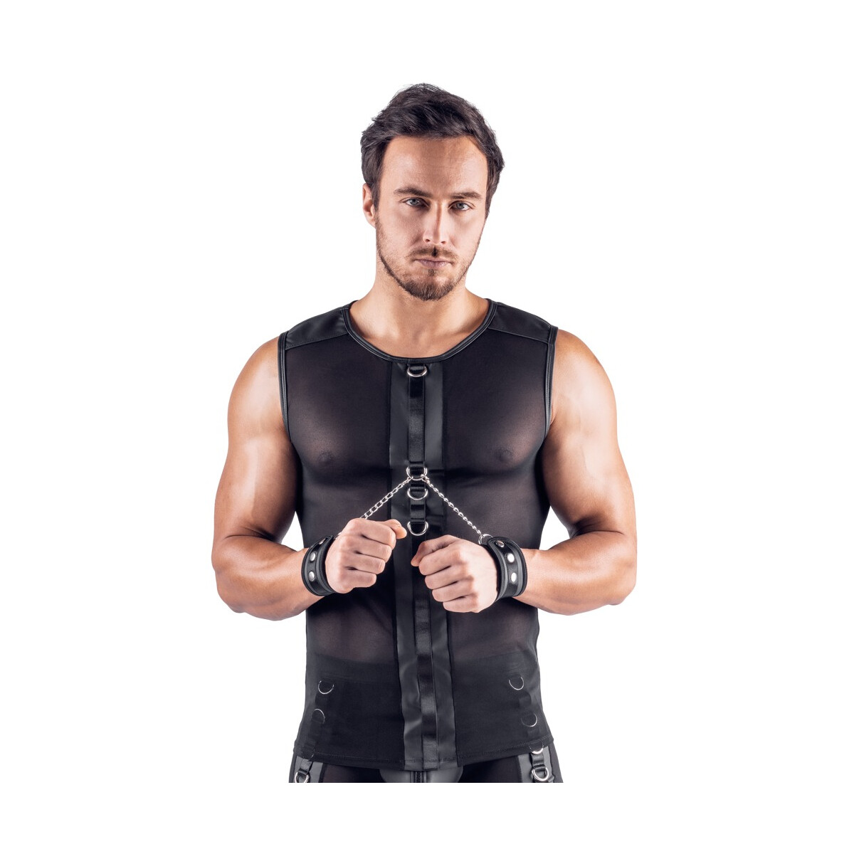 Herren Shirt + Soft-Handfesseln - Schwar box