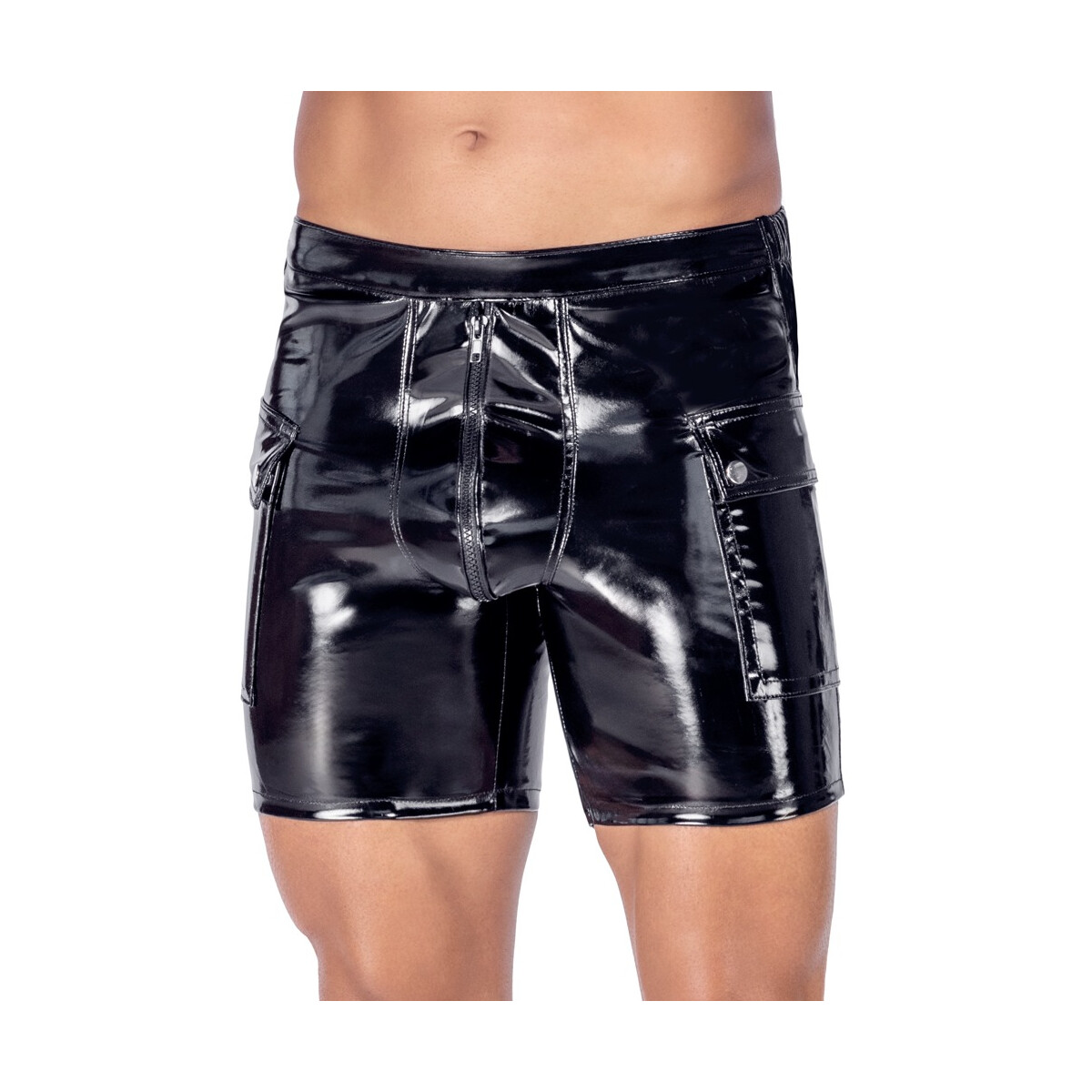 Lack Cargo Shorts – Schwarz glänzend von Black Le
