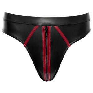 Svenjoyment Riostring - Schwarzer Wetlook - Front-Reißverschluss - Rot