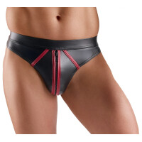 Svenjoyment Riostring - Schwarzer Wetlook - Front-Reißverschluss - Rot