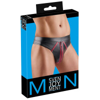 Svenjoyment Riostring - Schwarzer Wetlook - Front-Reißverschluss - Rot