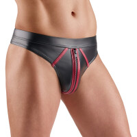 Svenjoyment Riostring - Schwarzer Wetlook - Front-Reißverschluss - Rot