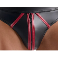 Svenjoyment Riostring - Schwarzer Wetlook - Front-Reißverschluss - Rot
