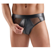 Svenjoyment Herren Slip - Wetlook - Netzeinsätze - Front-Reißverschluss