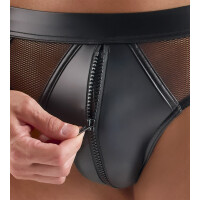 Svenjoyment Herren Slip - Wetlook - Netzeinsätze - Front-Reißverschluss