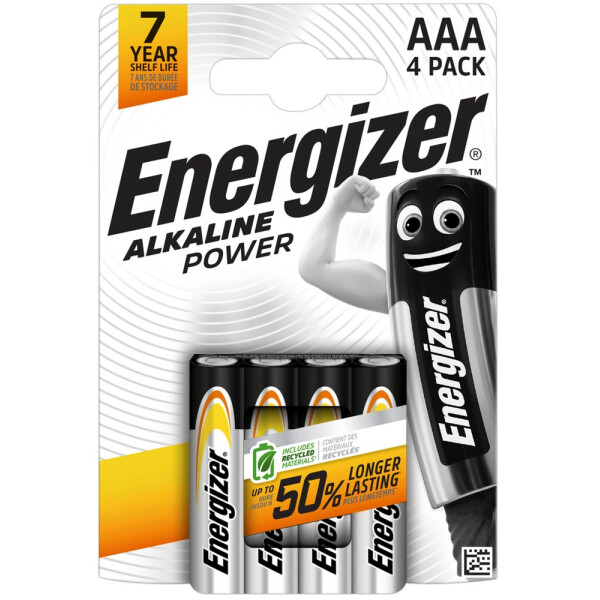 Energizer Alkaline Power AAA Batterien - 1,5V Micro - 4er-Pack