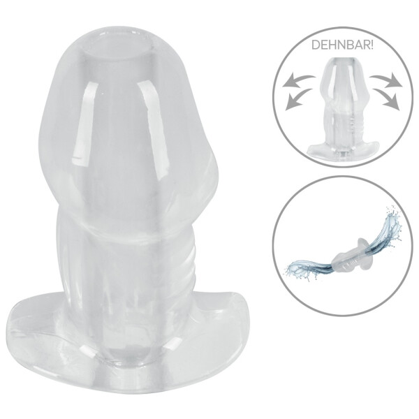 Transparenter hohler Analplug mit Tunnel und breitem Stopper von ANOS