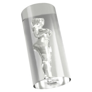 Transparenter STROKER Masturbator mit einer sichtbaren 3D-Frauensilhouette im Inneren