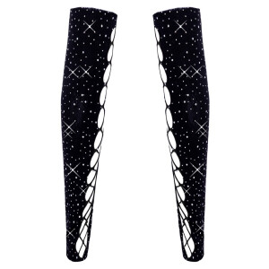 Cottelli Armstulpen - Schwarz - Schnür-Optik - Glitzersteinchen - Einheitsgröße