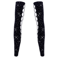 Cottelli Armstulpen - Schwarz - Schnür-Optik - Glitzersteinchen - Einheitsgröße
