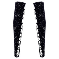 Cottelli Armstulpen - Schwarz - Schnür-Optik - Glitzersteinchen - Einheitsgröße