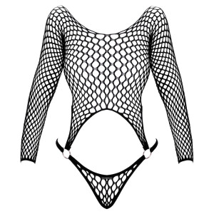 Fantasy by Cottelli Netz-Riobody - Zweiteiler-Optik - Ring-Details - Schwarz