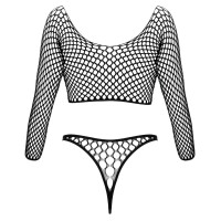 Fantasy by Cottelli Netz-Riobody - Zweiteiler-Optik - Ring-Details - Schwarz