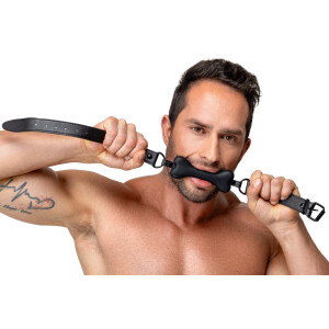 Bad Kitty Bone Gag - Silikon-Knebel im Knochen-Design - Schwarz - Puppy Play
