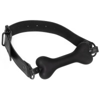 Bad Kitty Bone Gag - Silikon-Knebel im Knochen-Design - Schwarz - Puppy Play