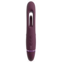 Javida RC Strapless Strap-On - Doppelvibrator mit Flicking Tongue - Fernbedienung - Beere