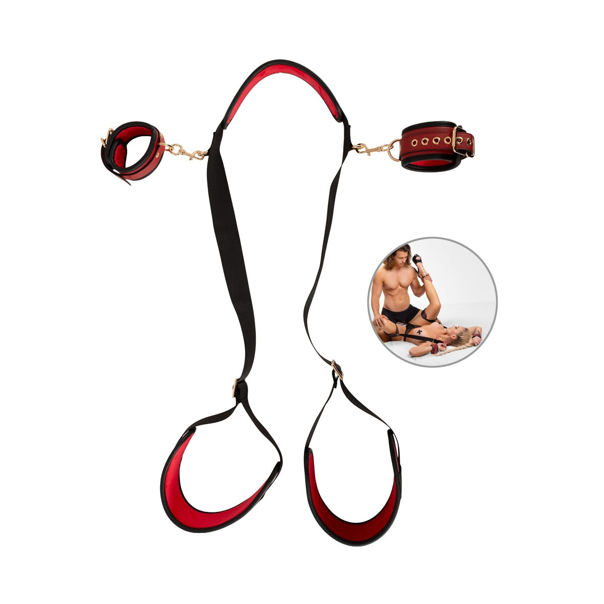 Bad Kitty Neck-Thigh-Restraint-Set - Luxuriöse Kombi-Fe