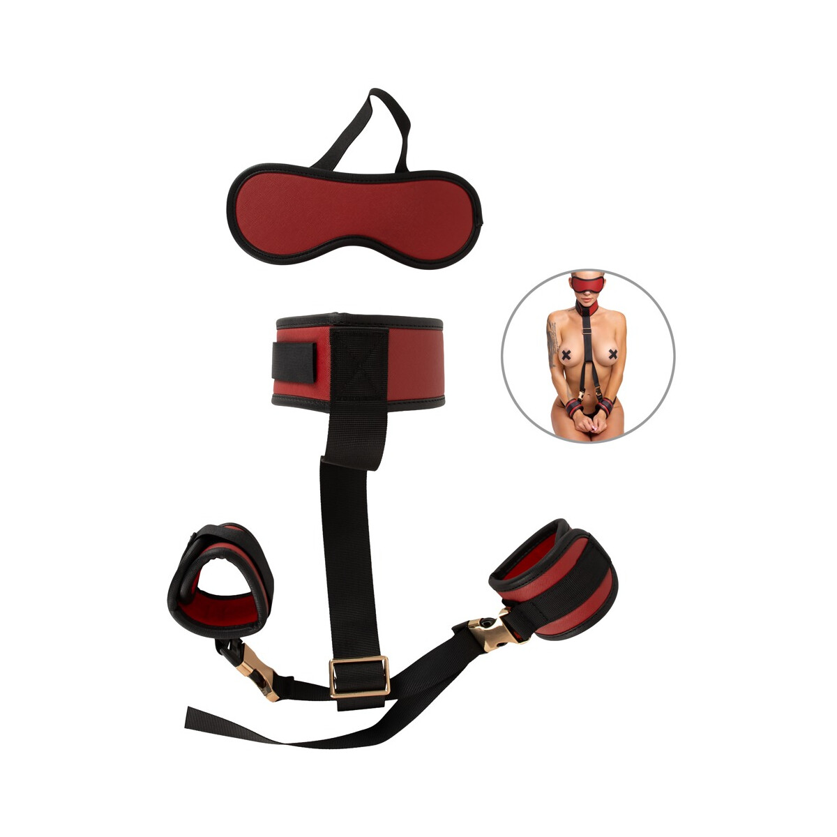 Bad Kitty Neck to Wrist Bondage Set - Kombinierte Hals- und 