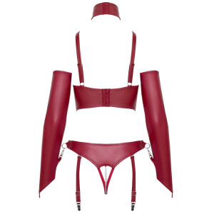 Cottelli BONDAGE Set - Longline-Hebe & Ouvert-String - Wetlook - Dunkelrot