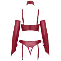 Cottelli BONDAGE Set - Longline-Hebe & Ouvert-String - Wetlook - Dunkelrot