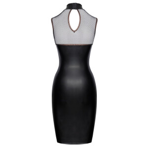 Cottelli PARTY Kleid - Mattlook & Netz - Kupfer-Paspelierungen - Schwarz