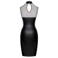 Cottelli PARTY Kleid - Mattlook & Netz - Kupfer-Paspelierungen - Schwarz