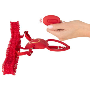 Your Strap-on Collection - Lay-on Set - Auflegevibrator & Spitzen-Strapsgürtel - Rot