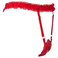 Your Strap-on Collection - Lay-on Set - Auflegevibrator & Spitzen-Strapsgürtel - Rot