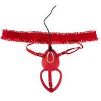 Your Strap-on Collection - Lay-on Set - Auflegevibrator & Spitzen-Strapsgürtel - Rot
