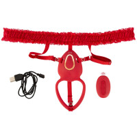 Your Strap-on Collection - Lay-on Set - Auflegevibrator & Spitzen-Strapsgürtel - Rot