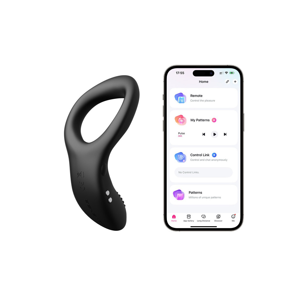 Lovense Diamo | App-gesteuerter Vibro-Penisring | Schwarz