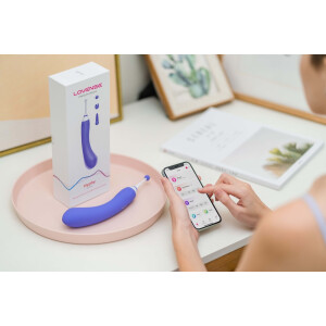 Lovense Hyphy - App-gesteuerter Doppelmotor-Vibrator - Inkl. 3 Aufsätze - Blau