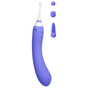 Lovense Hyphy - App-gesteuerter Doppelmotor-Vibrator - Inkl. 3 Aufsätze - Blau