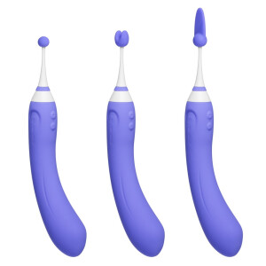 Lovense Hyphy - App-gesteuerter Doppelmotor-Vibrator - Inkl. 3 Aufsätze - Blau