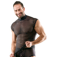 Svenjoyment Transparentes Streifen-Shirt | Herren Stehkragen