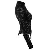 Cottelli LINGERIE Langarm-Spitzenbody - Eleganter Riobody mit Stehkragen - Schwarz