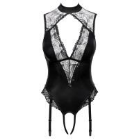 Cottelli LINGERIE Straps-Riobody ouvert - Wetlook & Pailletten-Tüll