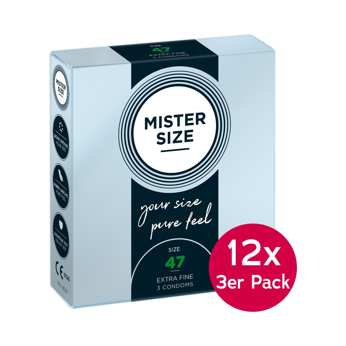 Mister Size Kondome - Breite: 47 mm - Inhalt: 12x3er