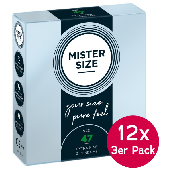 Mister Size Kondome - Breite: 47 mm - Inhalt: 12x3er