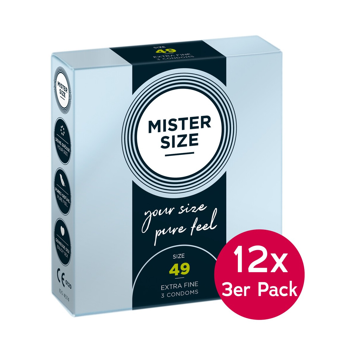 Mister Size Kondome - Breite: 49 mm - Inhalt: 12x3er