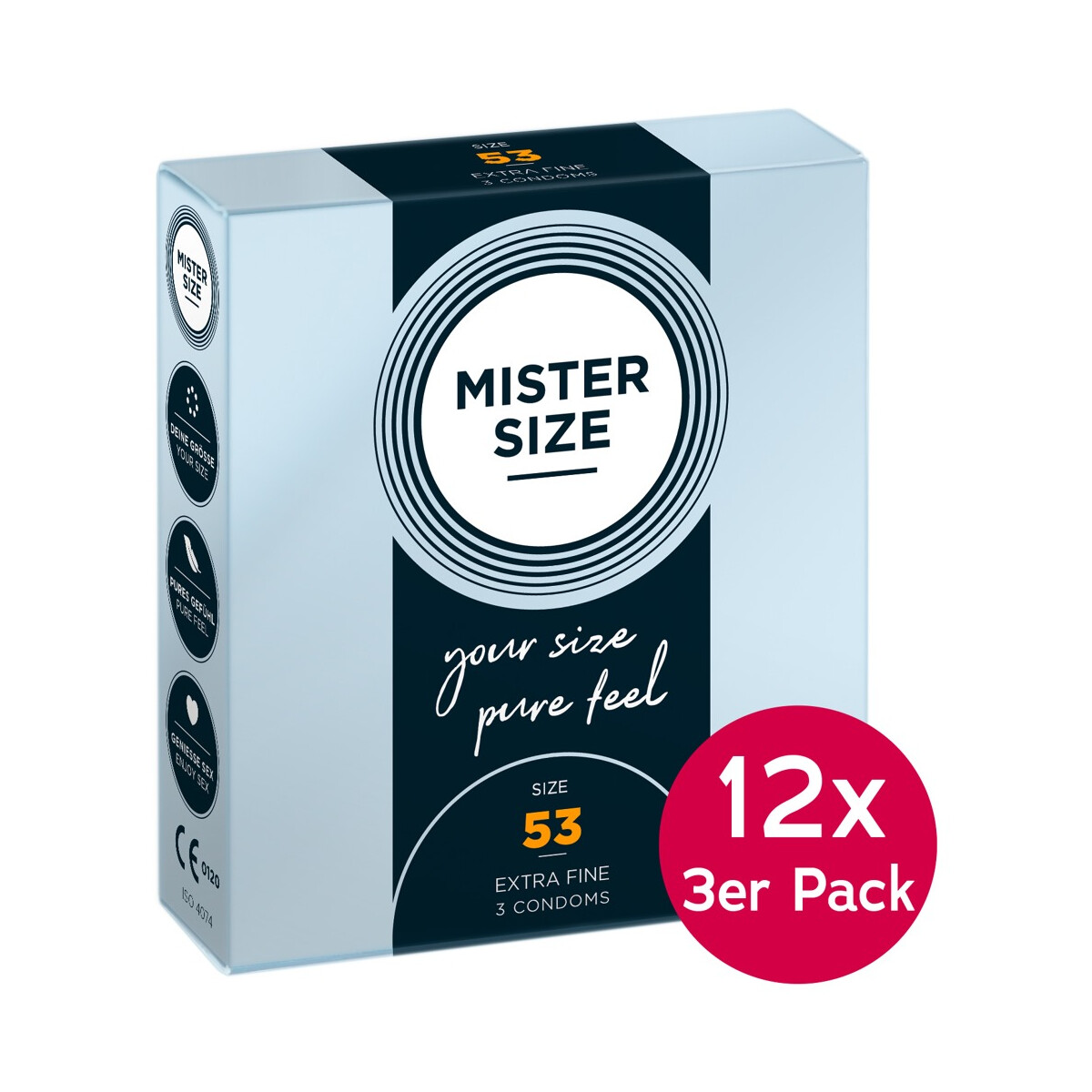 Mister Size Kondome - Breite: 53 mm - Inhalt: 12x3er