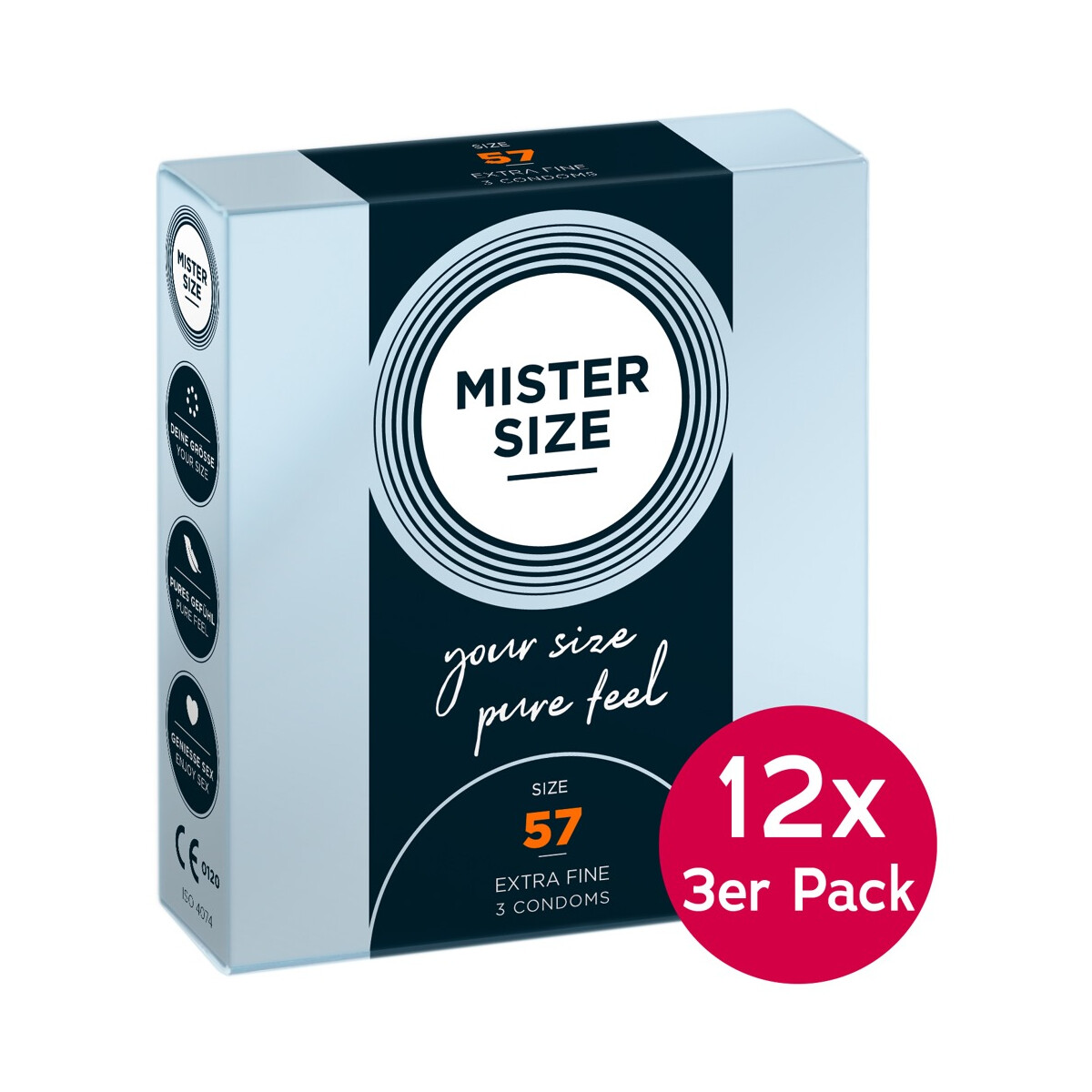 Mister Size Kondome - Breite: 57 mm - Inhalt: 12x3er